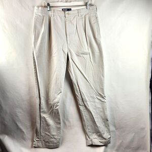 Polo Ralph Lauren Pants Mens 36x32 Beige Khaki Hammond Pleated Classic Vintage